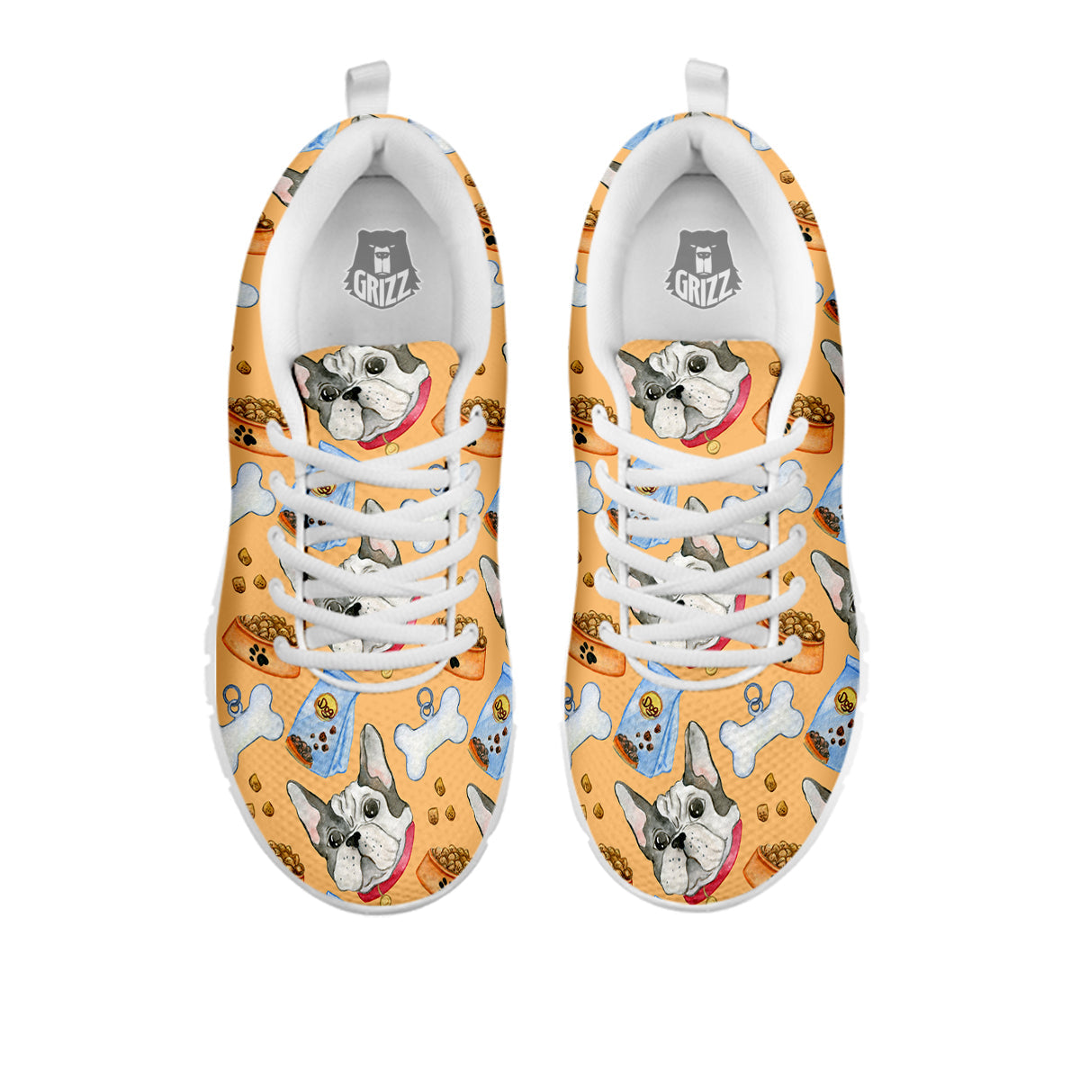 French Bulldog Watercolor Print Pattern White Sneaker-grizzshop