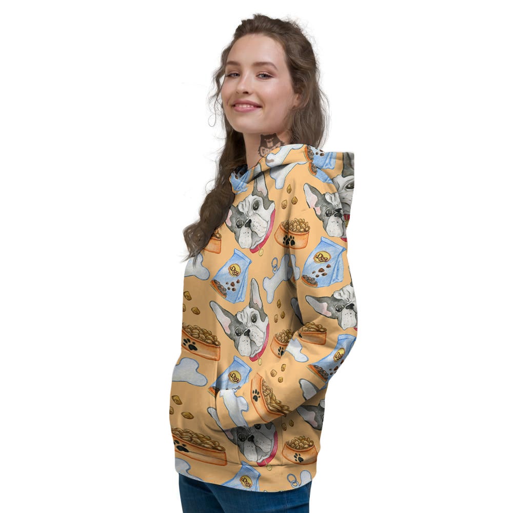 French Bulldog Watercolor Print Pattern Women's Hoodie-grizzshop