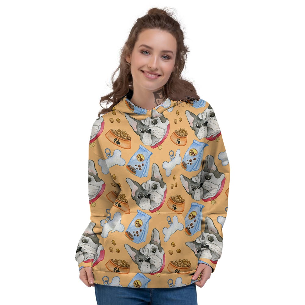 French Bulldog Watercolor Print Pattern Women's Hoodie-grizzshop