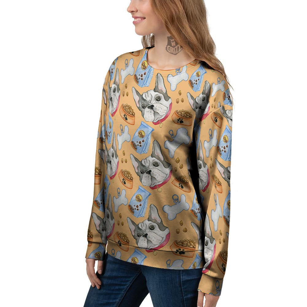 French Bulldog Watercolor Print Pattern Women's Sweatshirt-grizzshop