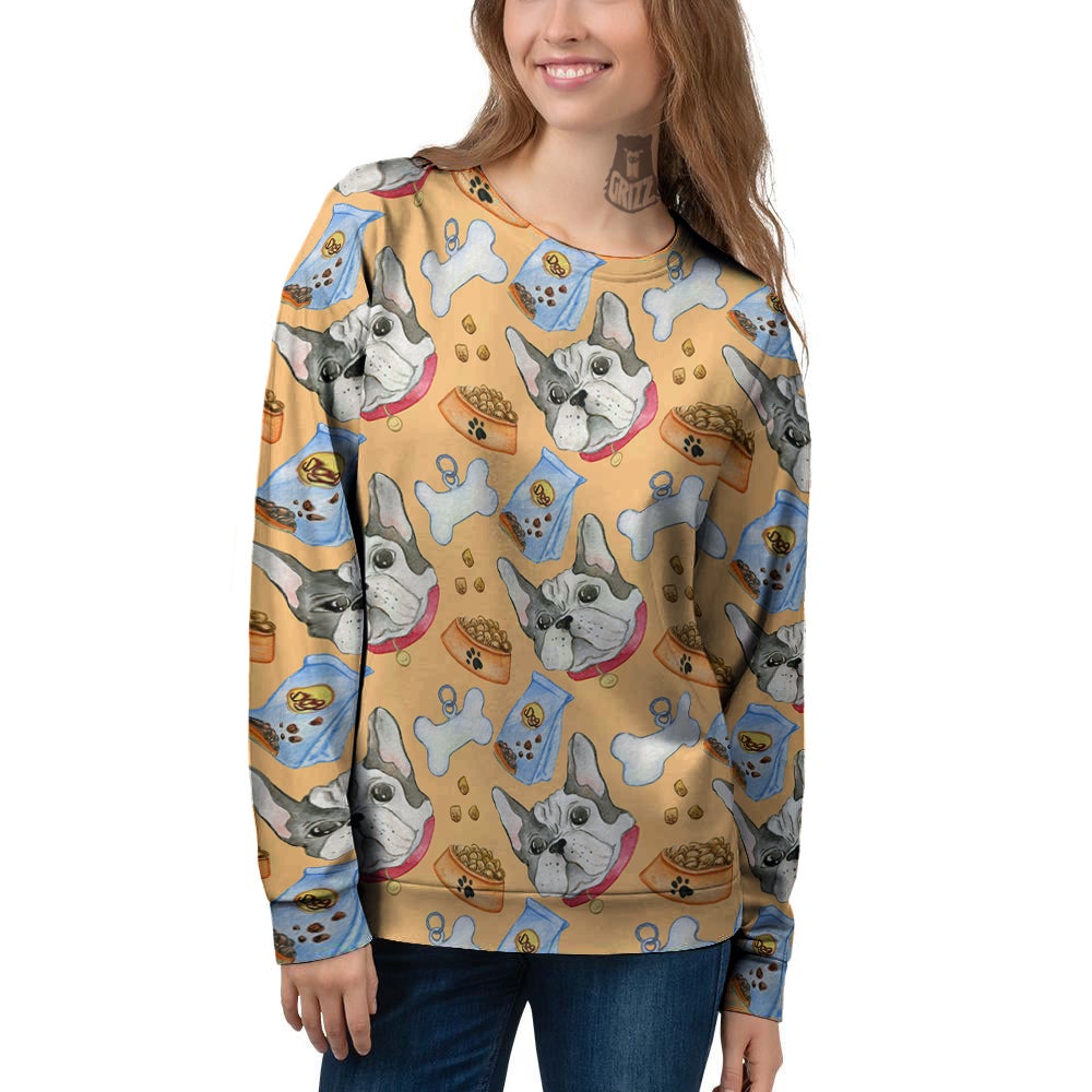 French Bulldog Watercolor Print Pattern Women's Sweatshirt-grizzshop