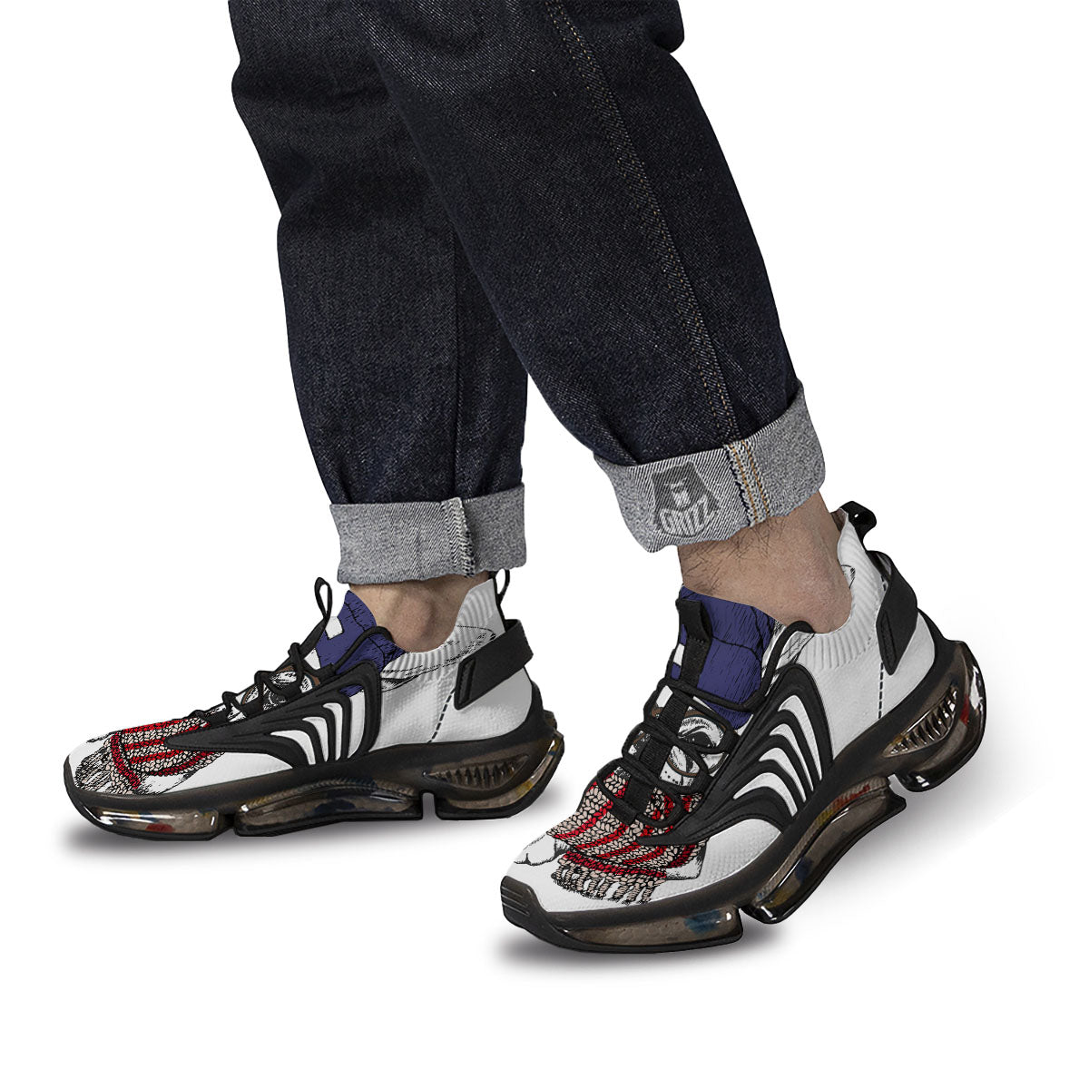 French Bulldog Wearing Glasses Print Black Gym Shoes-grizzshop
