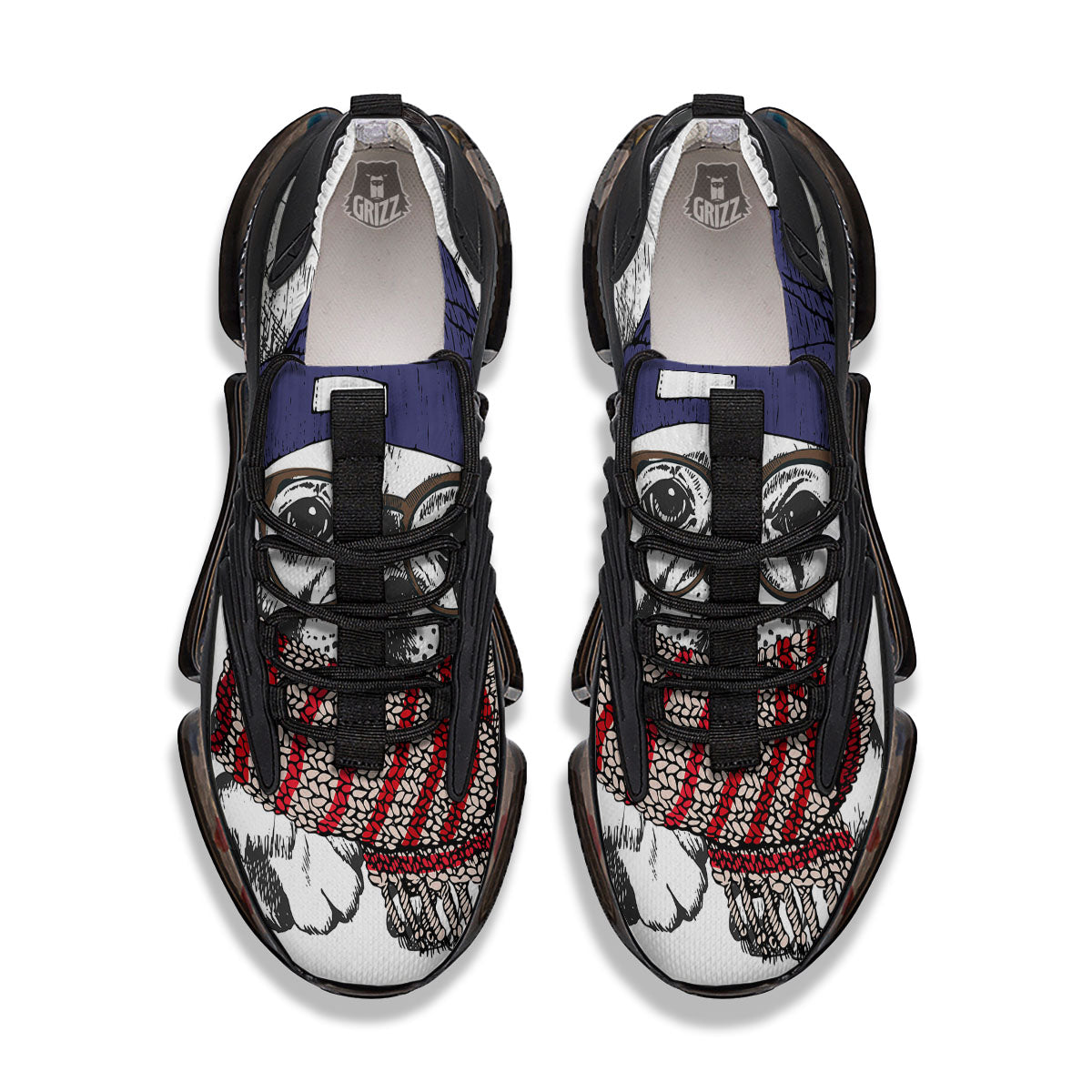 French Bulldog Wearing Glasses Print Black Gym Shoes-grizzshop