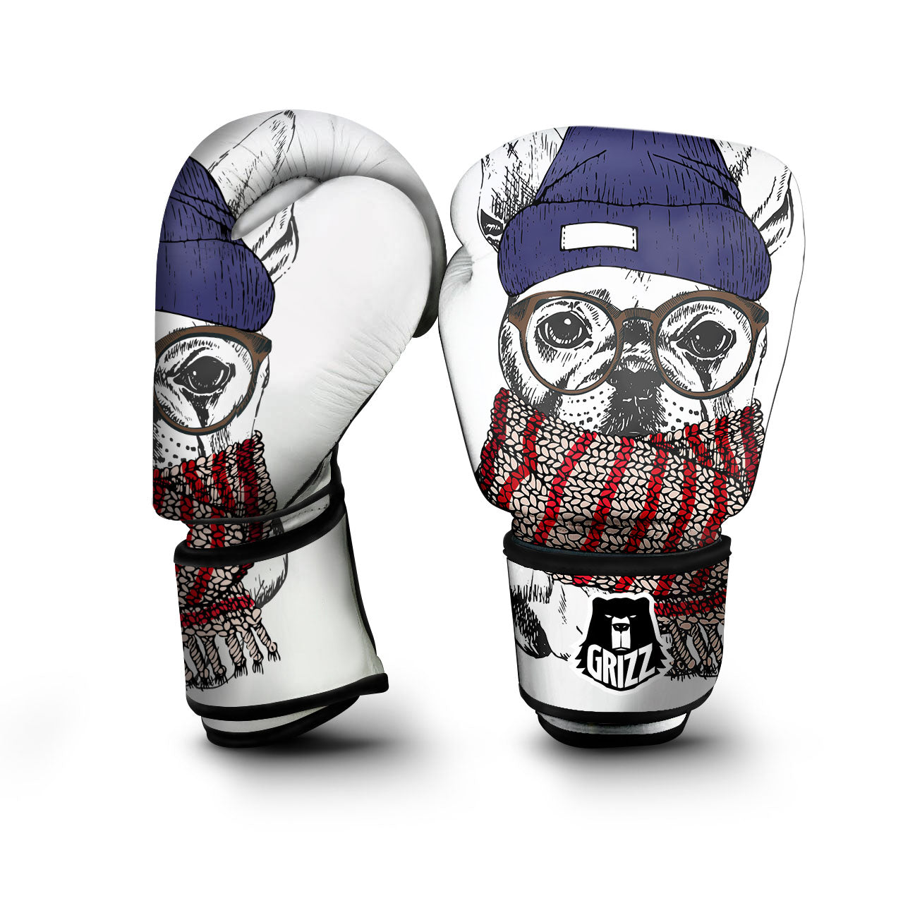 French Bulldog Wearing Glasses Print Boxing Gloves-grizzshop
