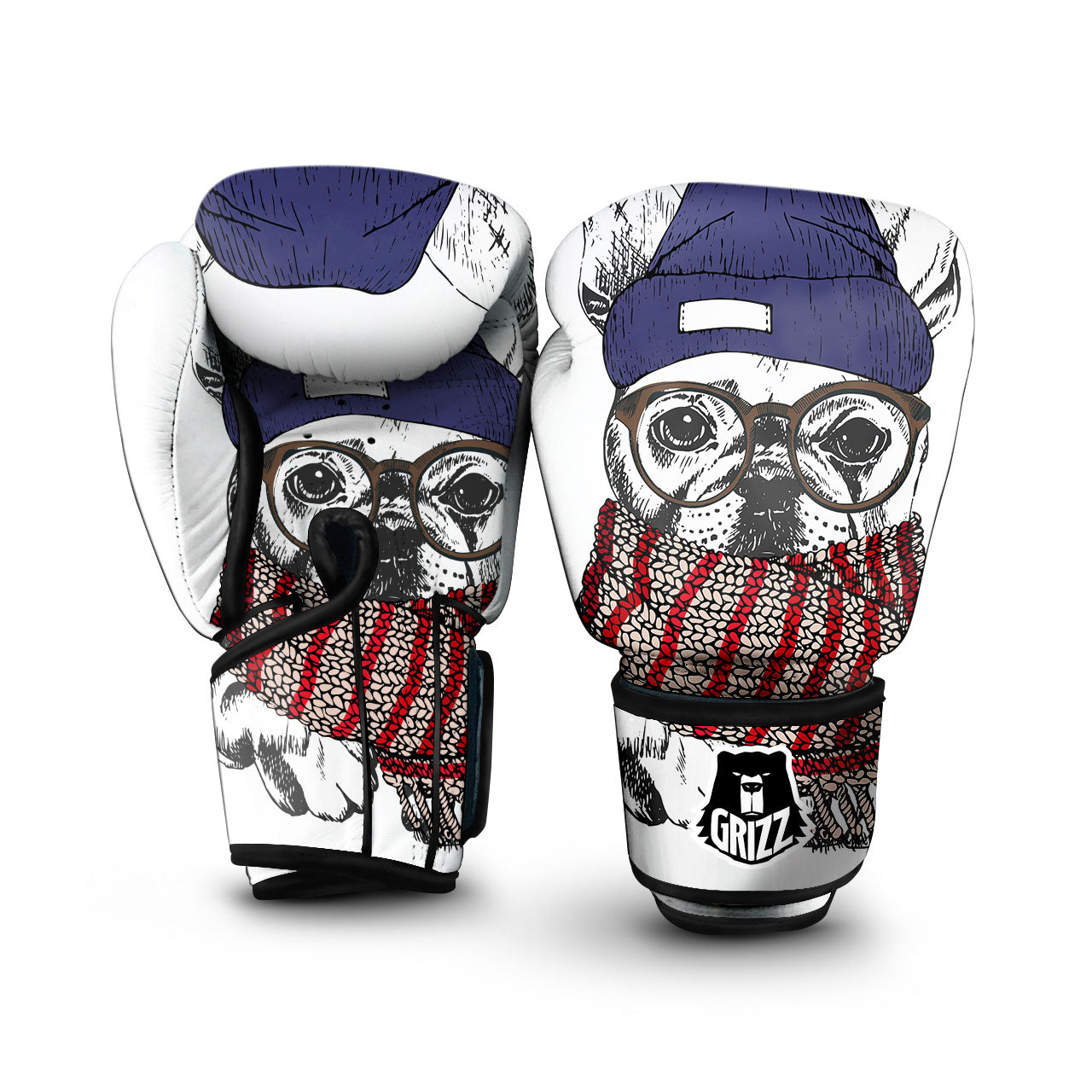 French Bulldog Wearing Glasses Print Boxing Gloves-grizzshop
