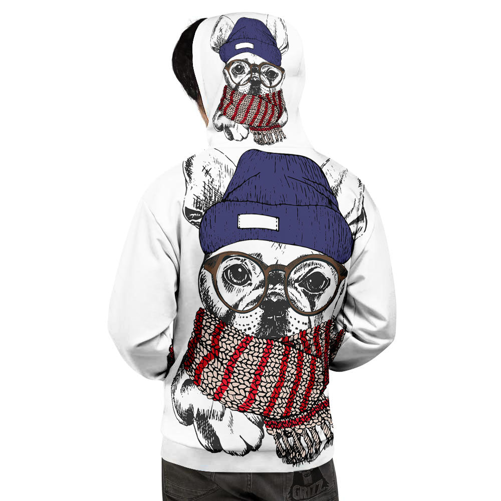 French Bulldog Wearing Glasses Print Men's Hoodie-grizzshop