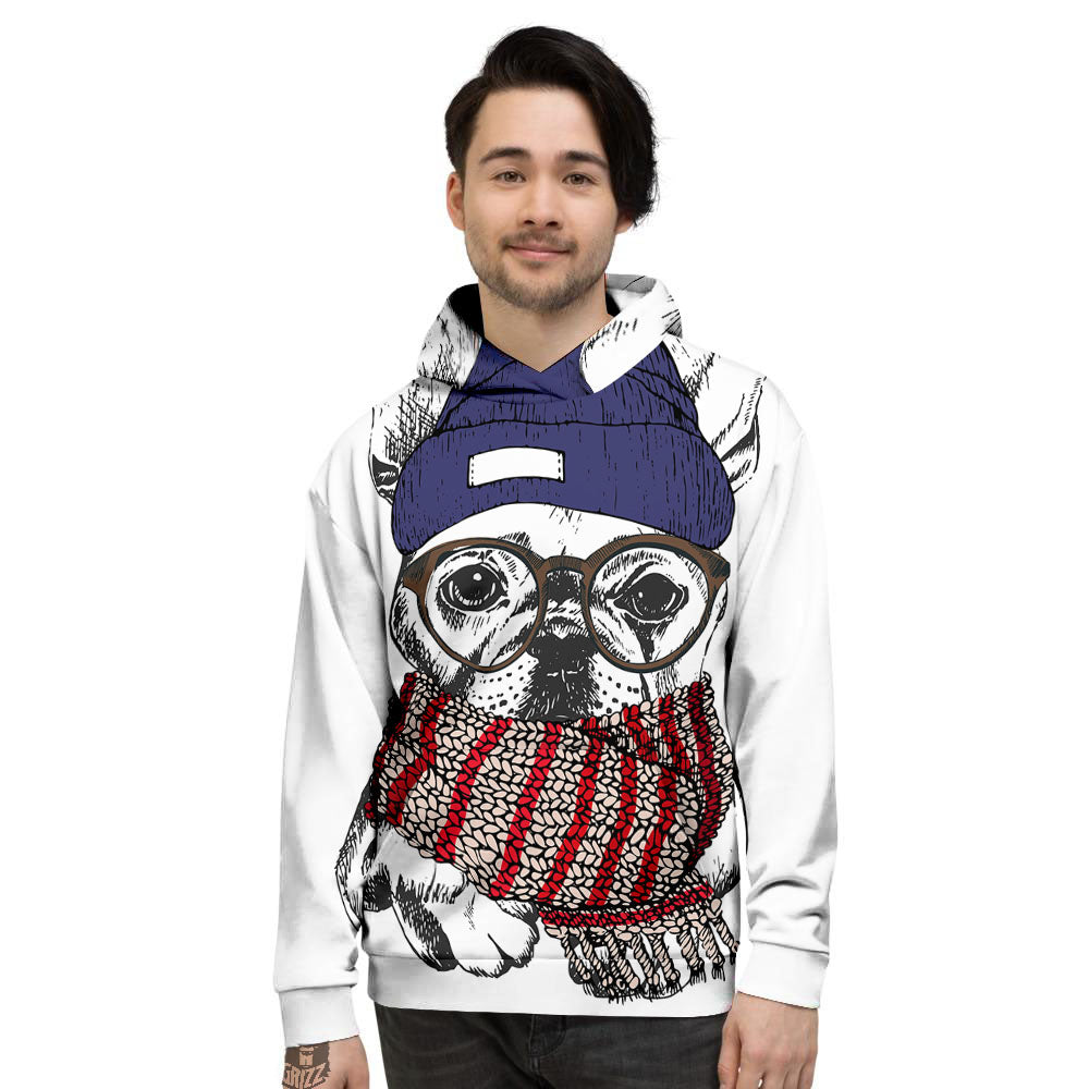 French Bulldog Wearing Glasses Print Men's Hoodie-grizzshop