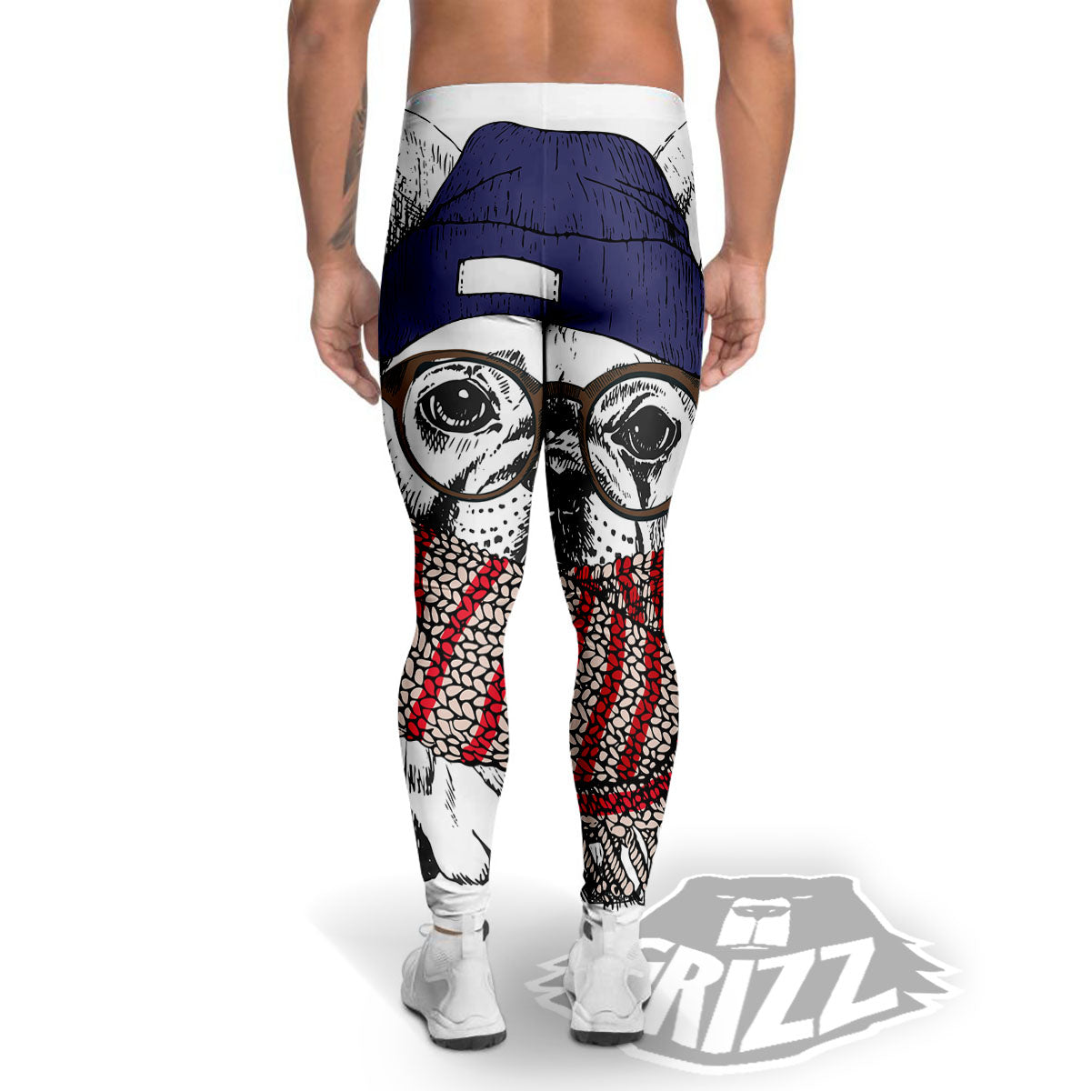 French Bulldog Wearing Glasses Print Men's Leggings-grizzshop