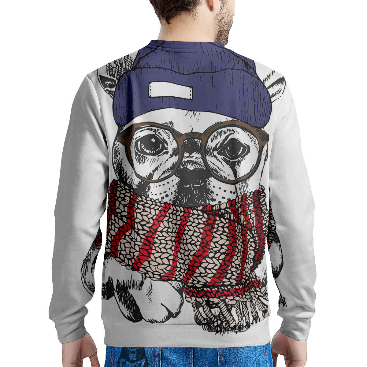 French Bulldog Wearing Glasses Print Men's Sweatshirt-grizzshop