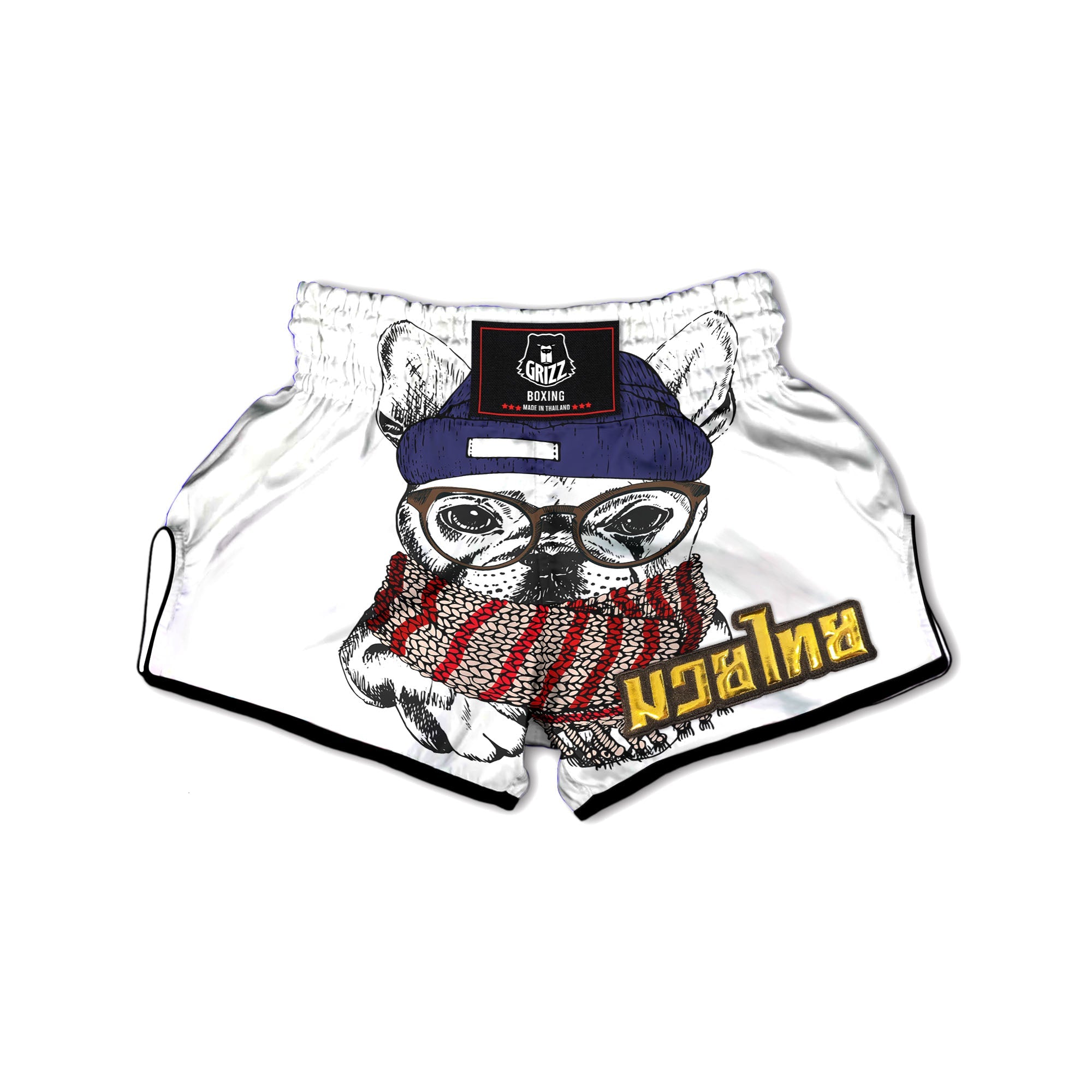 French Bulldog Wearing Glasses Print Muay Thai Boxing Shorts-grizzshop
