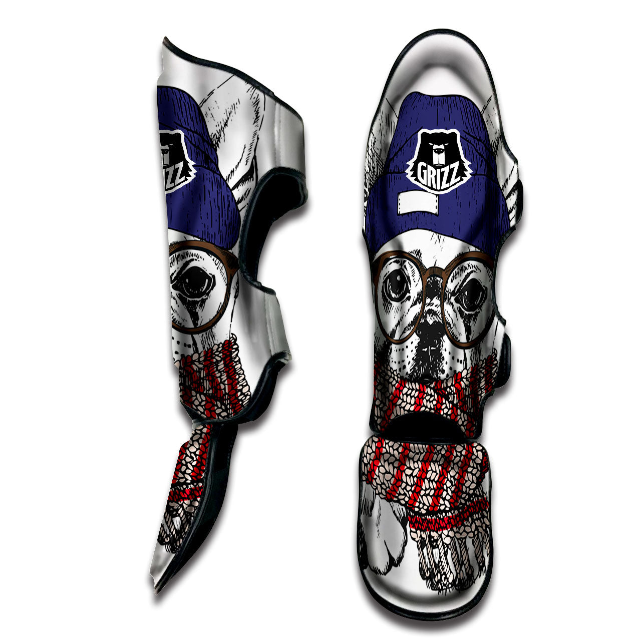 French Bulldog Wearing Glasses Print Muay Thai Shin Guards-grizzshop