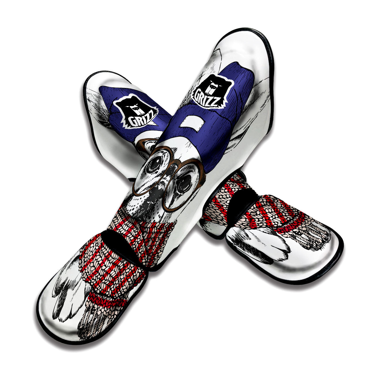 French Bulldog Wearing Glasses Print Muay Thai Shin Guards-grizzshop