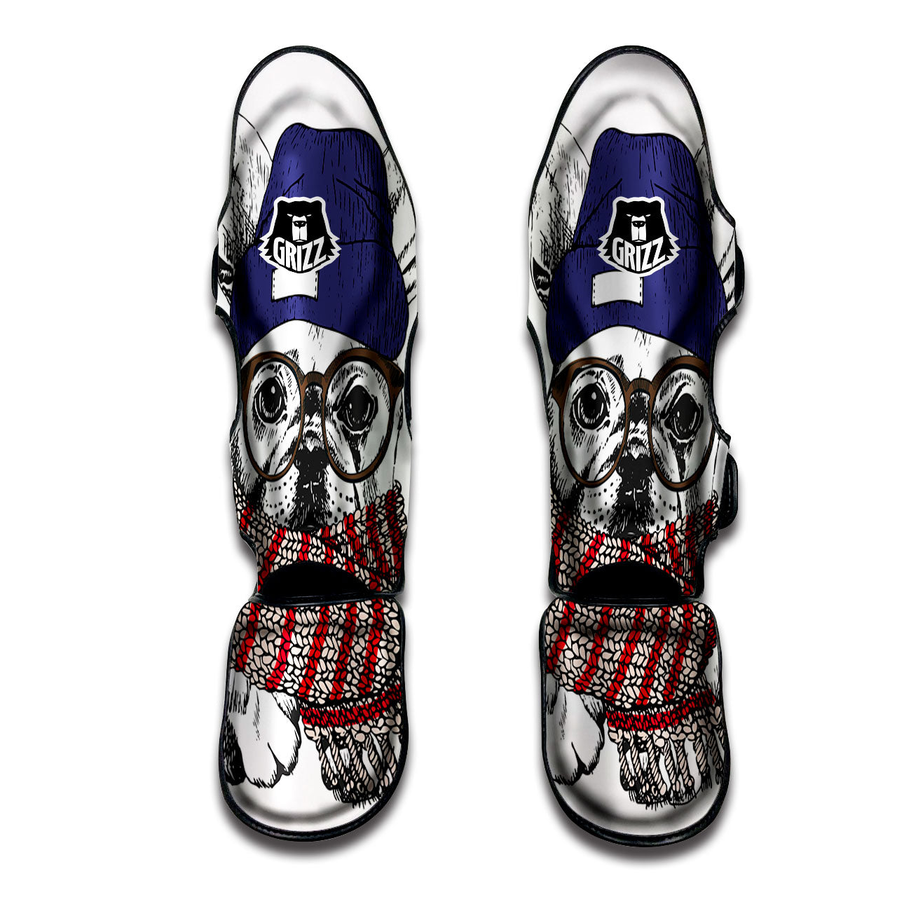 French Bulldog Wearing Glasses Print Muay Thai Shin Guards-grizzshop