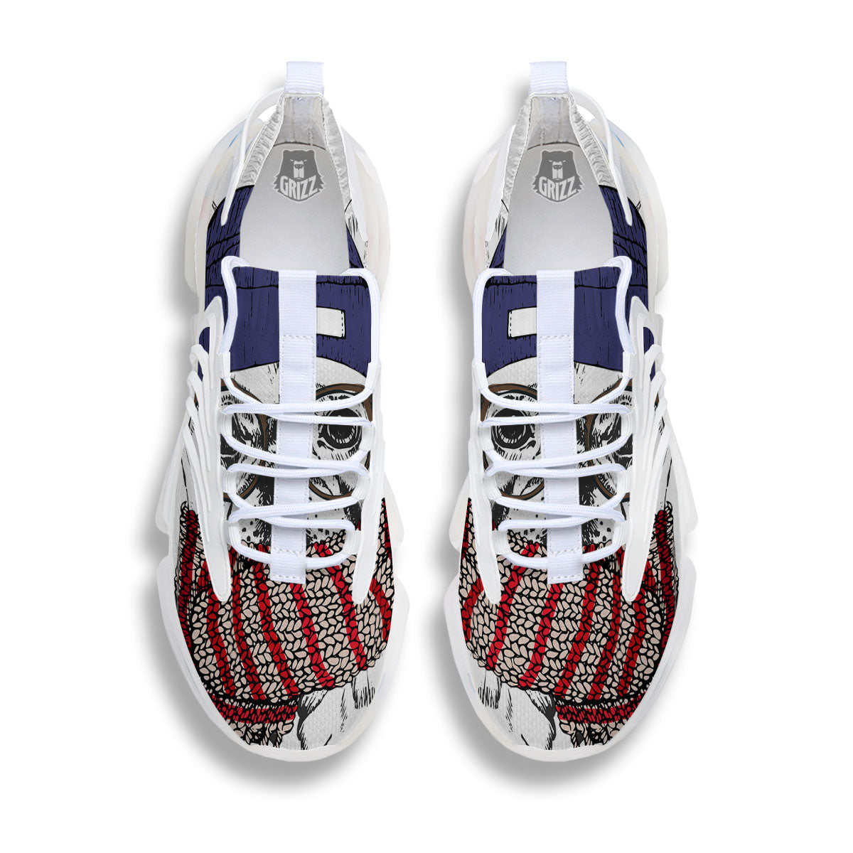 French Bulldog Wearing Glasses Print White Gym Shoes-grizzshop