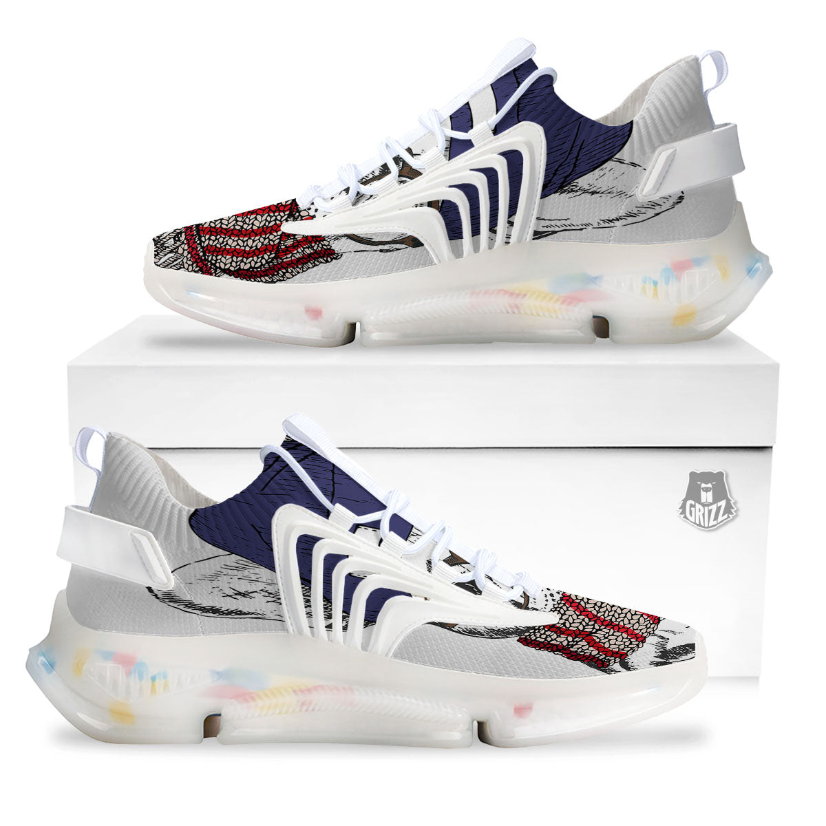 French Bulldog Wearing Glasses Print White Gym Shoes-grizzshop