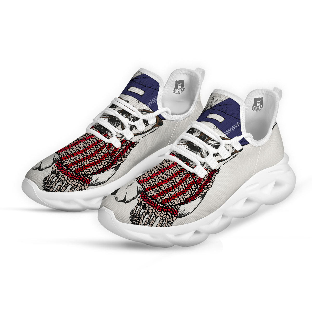 French Bulldog Wearing Glasses Print White Running Shoes-grizzshop