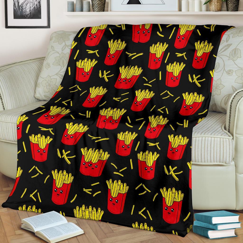 French Fries Cartoon Print Pattern Blanket-grizzshop