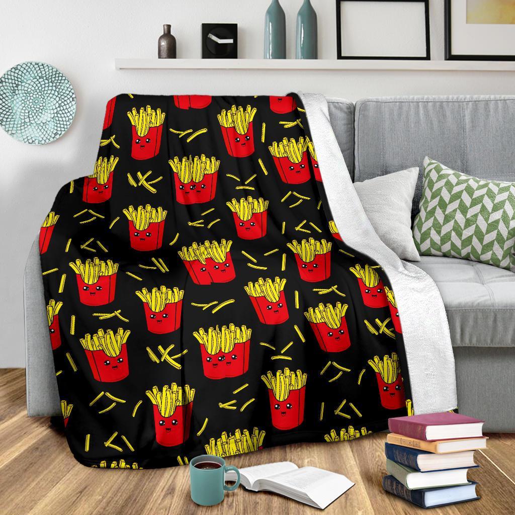 French Fries Cartoon Print Pattern Blanket-grizzshop