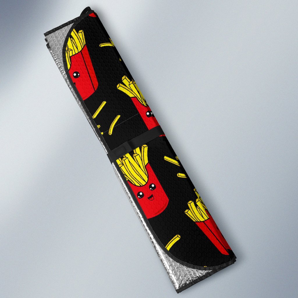 French Fries Cartoon Print Pattern Car Sun Shade-grizzshop