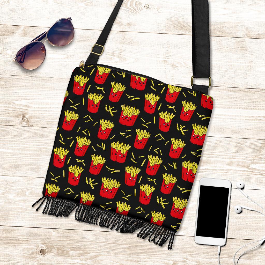 French Fries Cartoon Print Pattern Crossbody bags-grizzshop