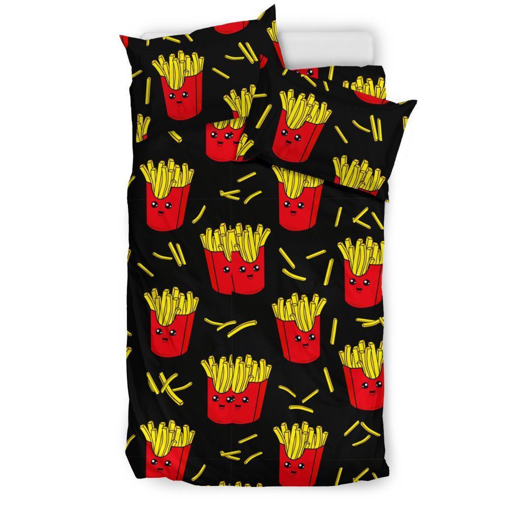 French Fries Cartoon Print Pattern Duvet Cover Bedding Set-grizzshop