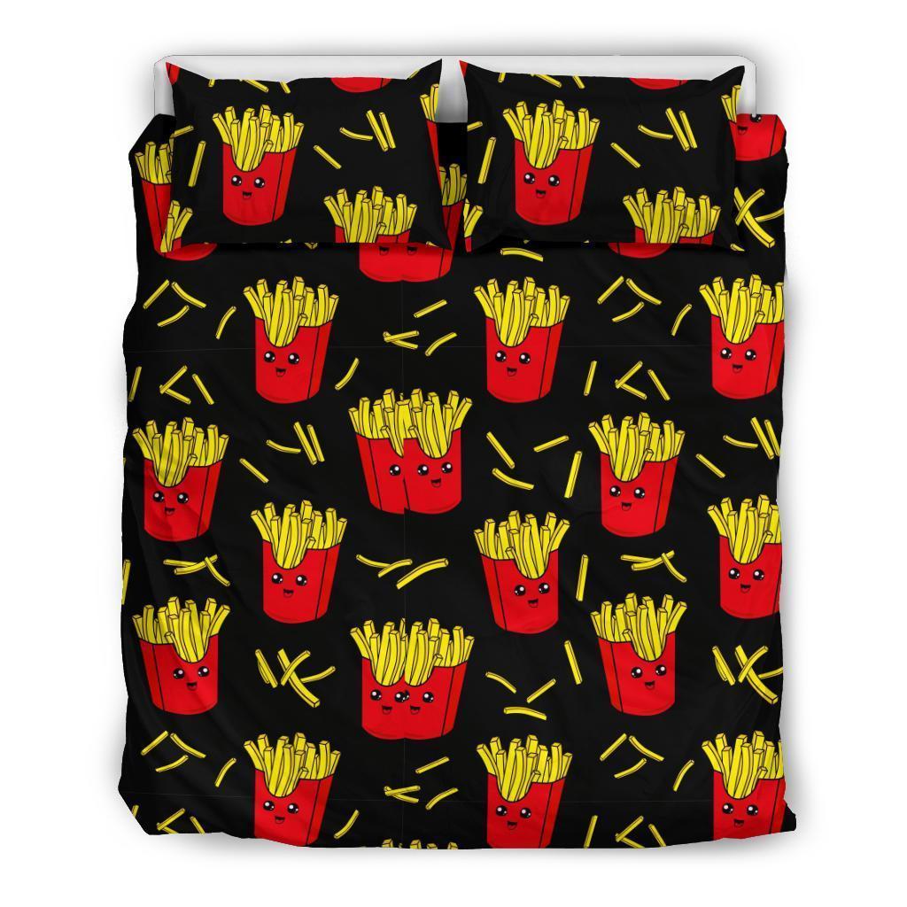 French Fries Cartoon Print Pattern Duvet Cover Bedding Set-grizzshop