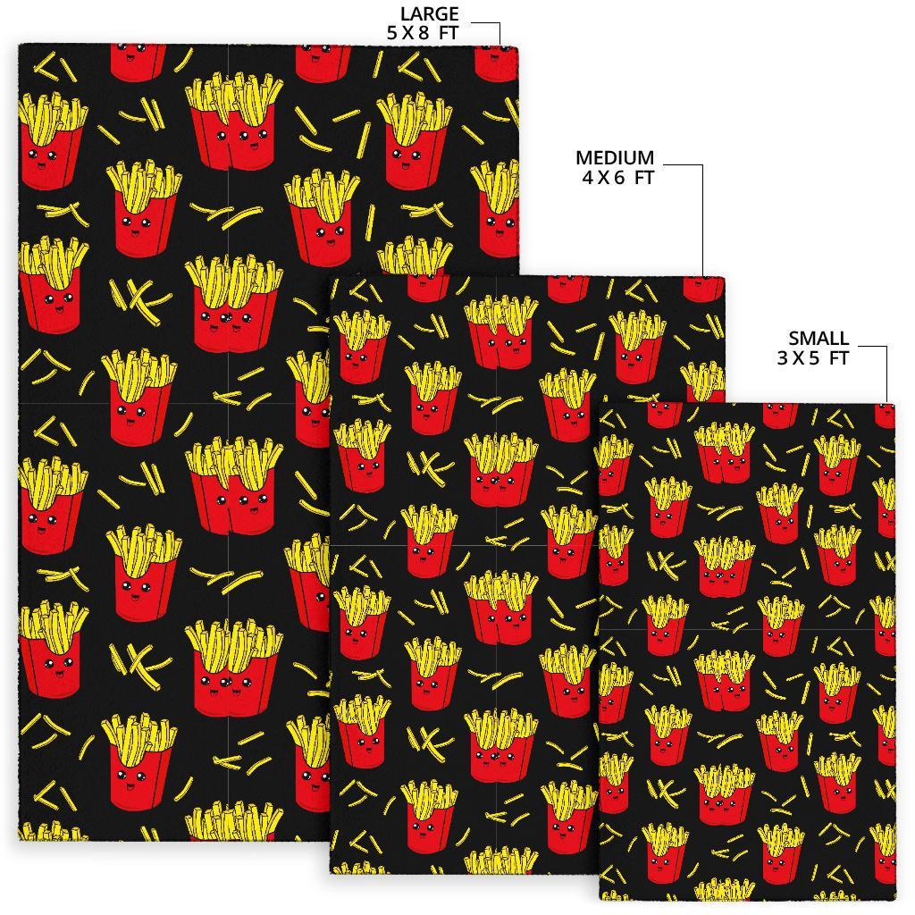 French Fries Cartoon Print Pattern Floor Mat-grizzshop