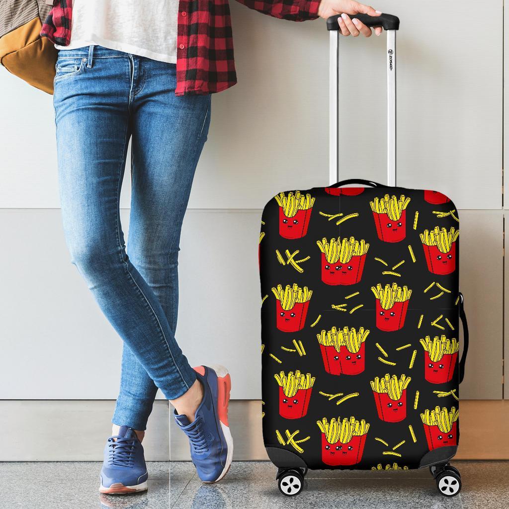 French Fries Cartoon Print Pattern Luggage Cover Protector-grizzshop