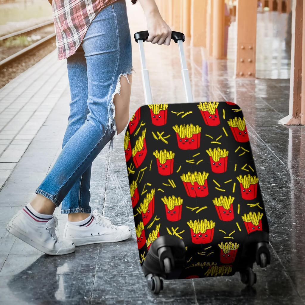 French Fries Cartoon Print Pattern Luggage Cover Protector-grizzshop