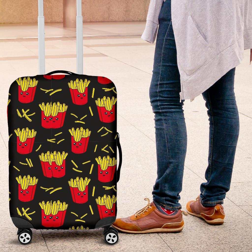 French Fries Cartoon Print Pattern Luggage Cover Protector-grizzshop