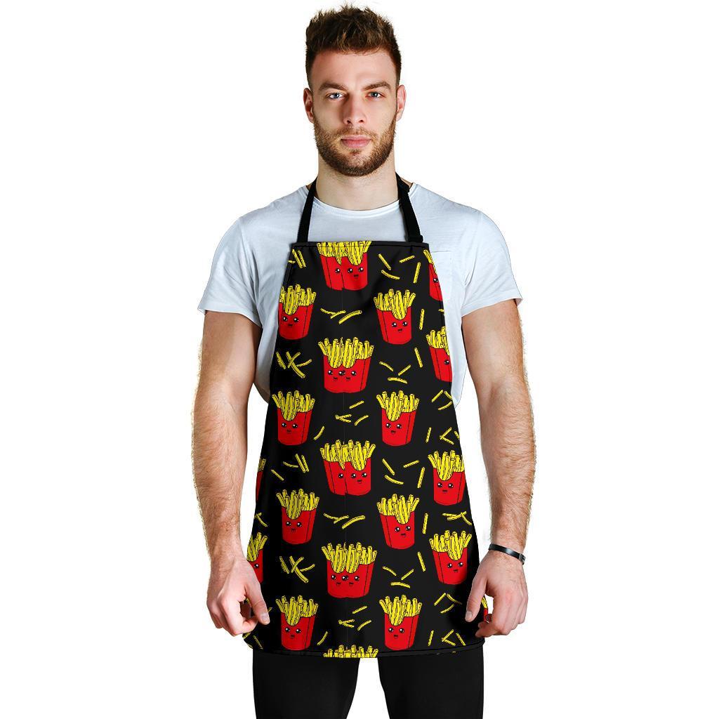 French Fries Cartoon Print Pattern Men's Apron-grizzshop