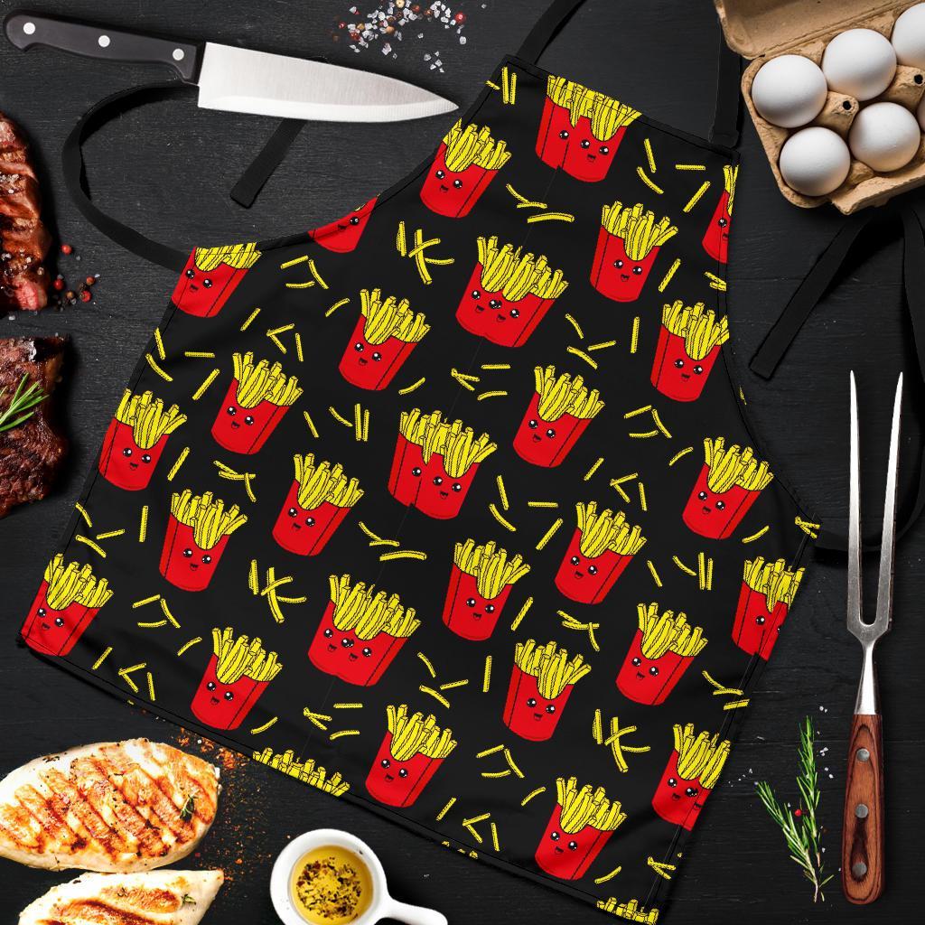 French Fries Cartoon Print Pattern Men's Apron-grizzshop