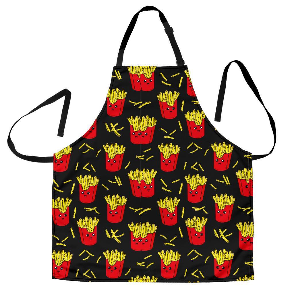 French Fries Cartoon Print Pattern Men's Apron-grizzshop