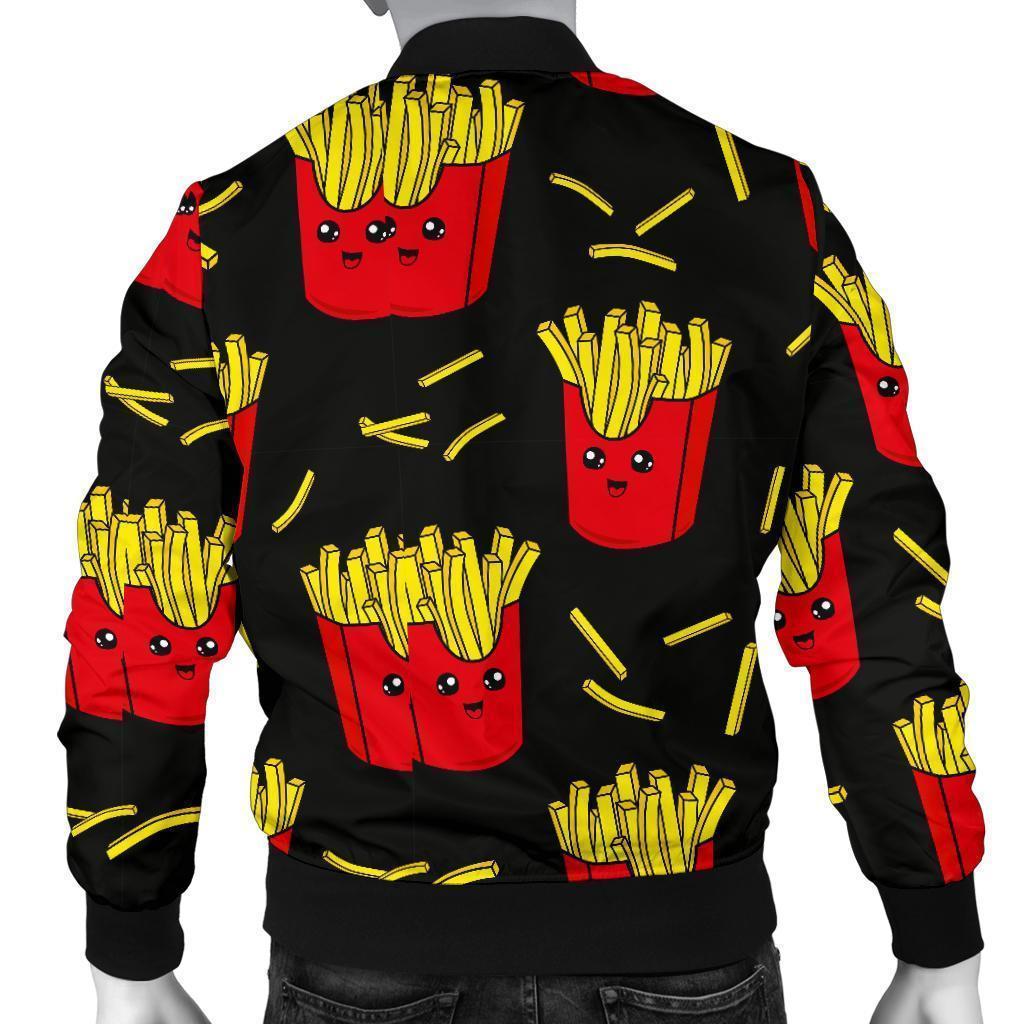 French Fries Cartoon Print Pattern Men's Bomber Jacket-grizzshop