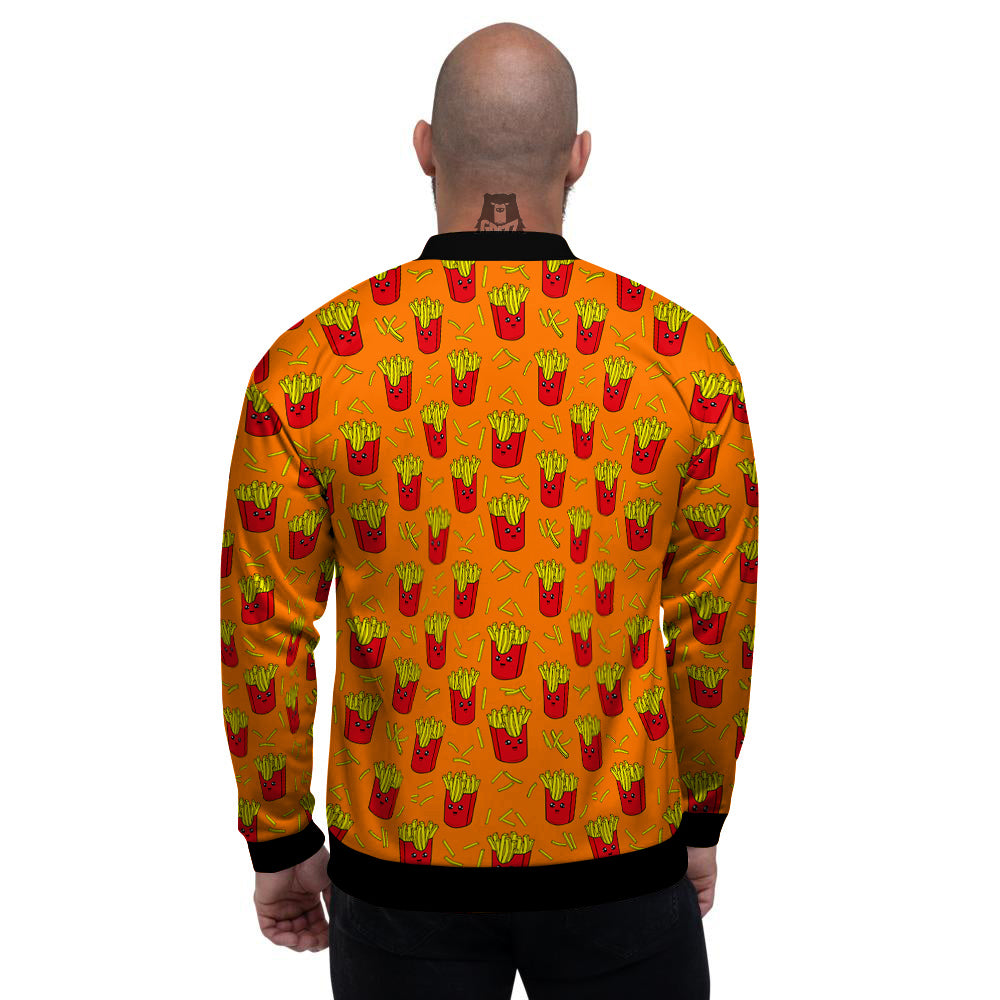 French Fries Cartoon Print Pattern Men's Bomber Jacket-grizzshop