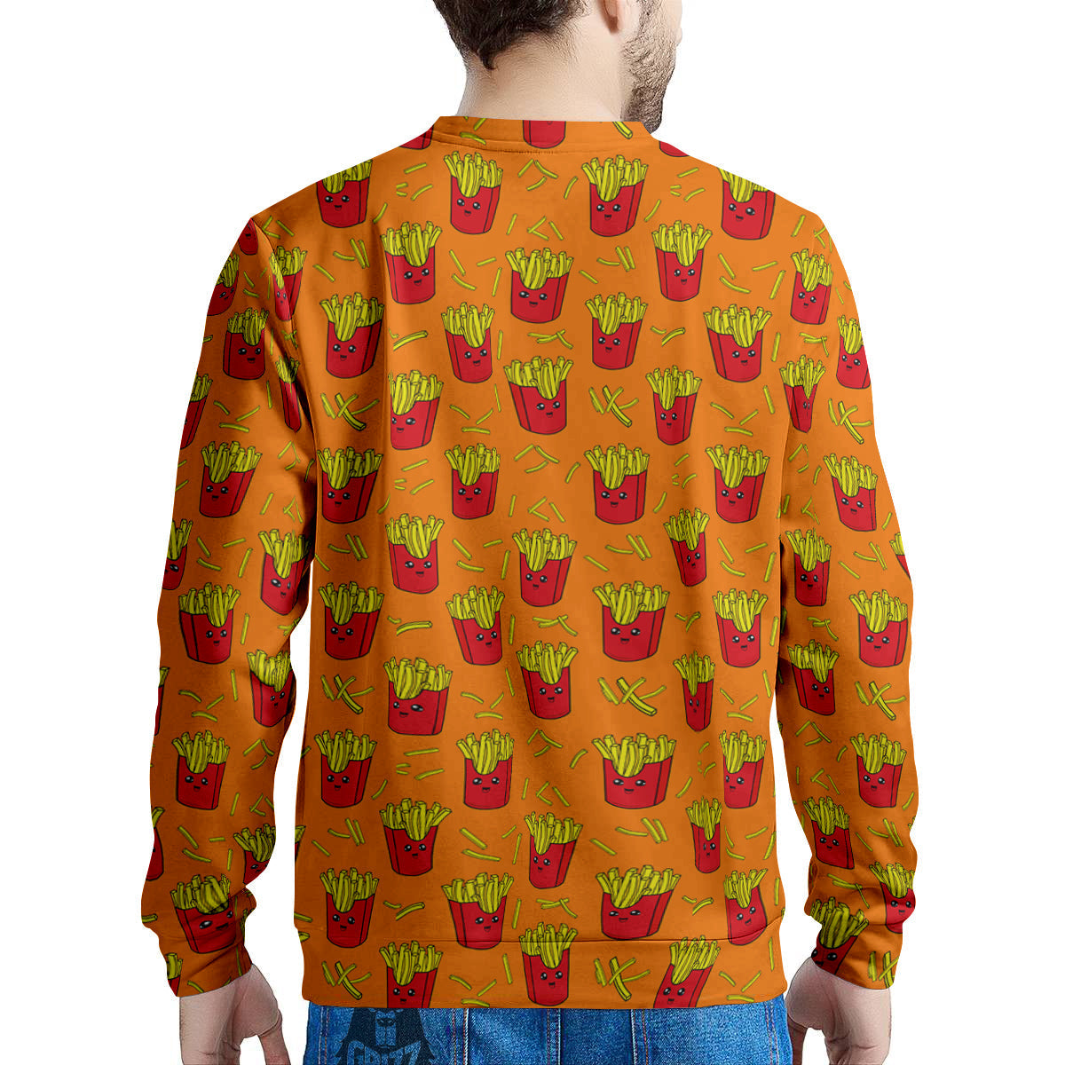 French Fries Cartoon Print Pattern Men's Sweatshirt-grizzshop