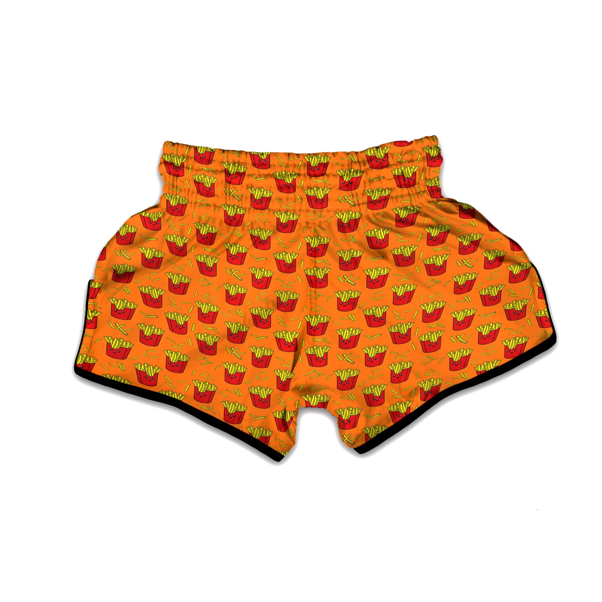 French Fries Cartoon Print Pattern Muay Thai Boxing Shorts-grizzshop