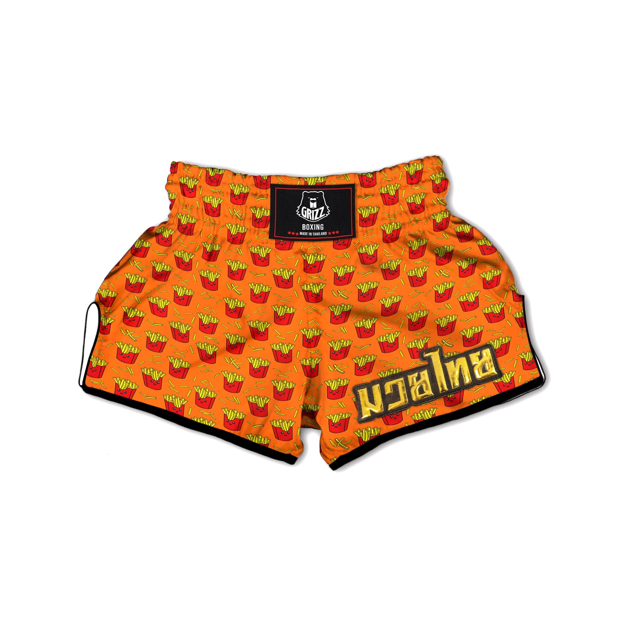 French Fries Cartoon Print Pattern Muay Thai Boxing Shorts-grizzshop