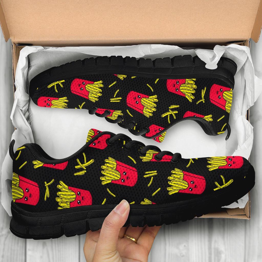 French Fries Cartoon Print Pattern Sneaker Shoes For Men Women-grizzshop