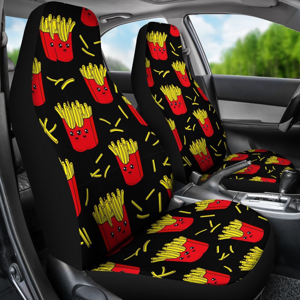 French Fries Cartoon Print Pattern Universal Fit Car Seat Covers-grizzshop