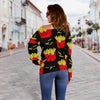 French Fries Cartoon Print Pattern Women Off Shoulder Sweatshirt-grizzshop