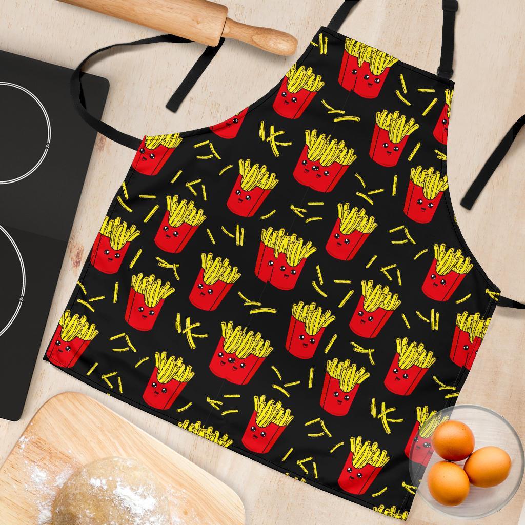 French Fries Cartoon Print Pattern Women's Apron-grizzshop