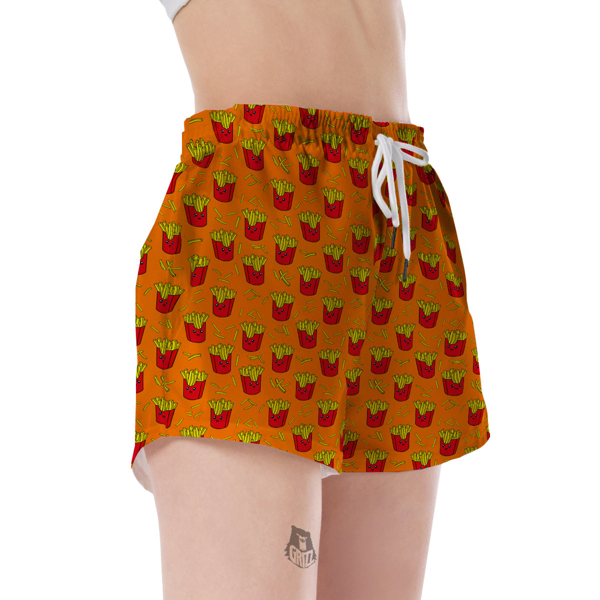 French Fries Cartoon Print Pattern Women's Shorts-grizzshop