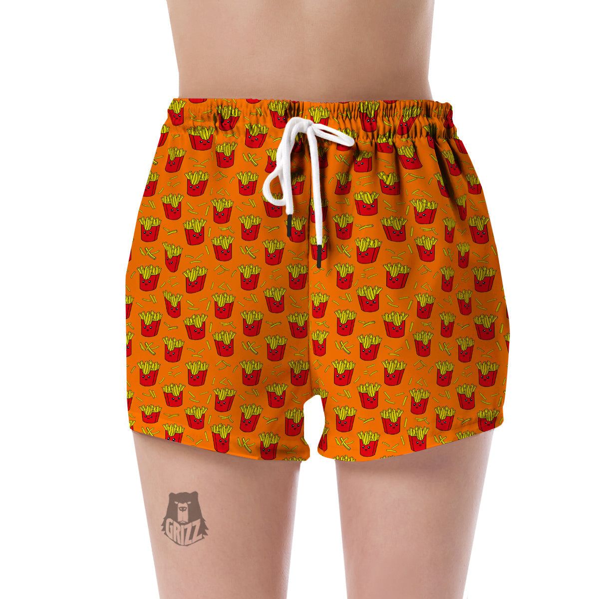 French Fries Cartoon Print Pattern Women's Shorts-grizzshop