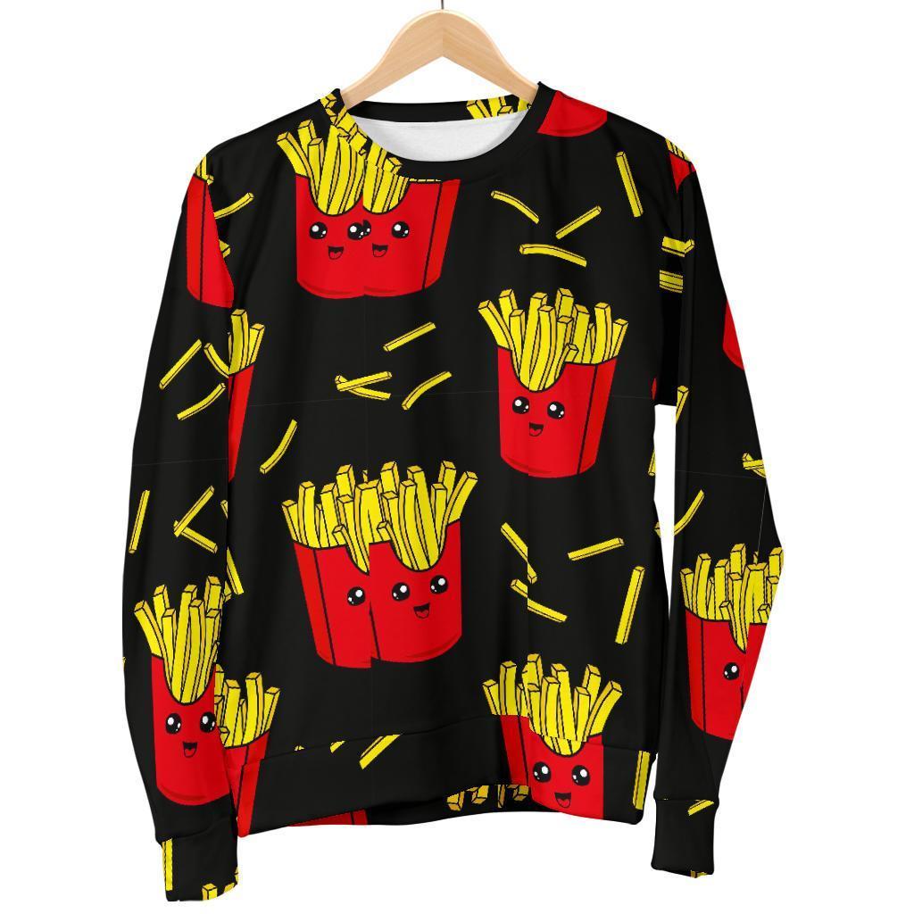 French Fries Cartoon Print Pattern Women's Sweatshirt-grizzshop