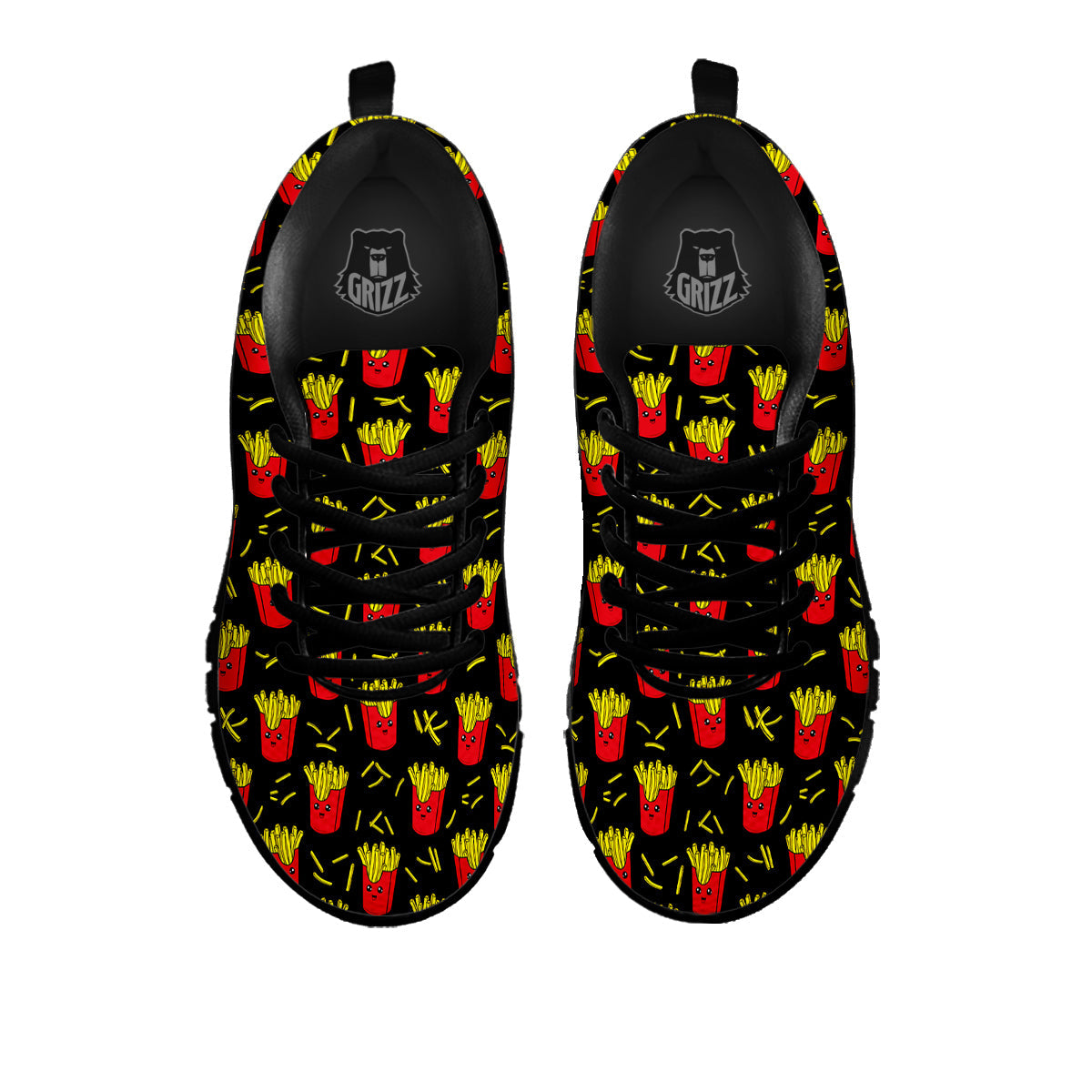 French Fries Cute Print Pattern Black Sneaker-grizzshop