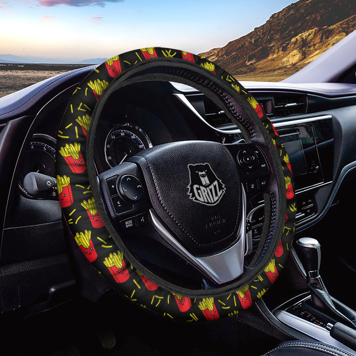 French Fries Cute Print Pattern Car Steering Wheel Cover-grizzshop