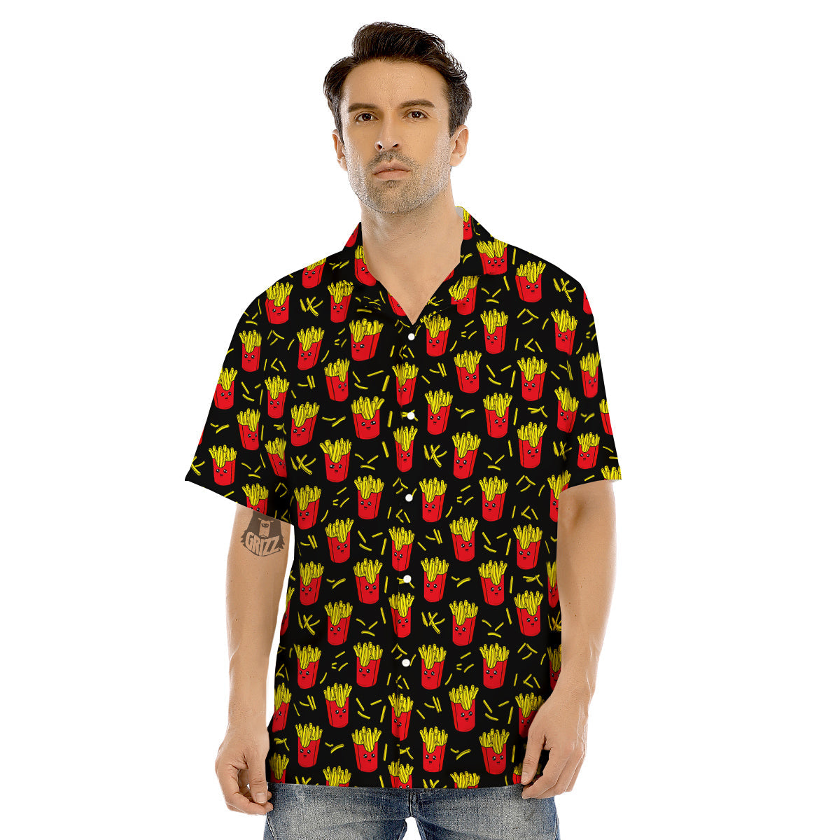 French Fries Cute Print Pattern Men's Hawaiian Shirt-grizzshop