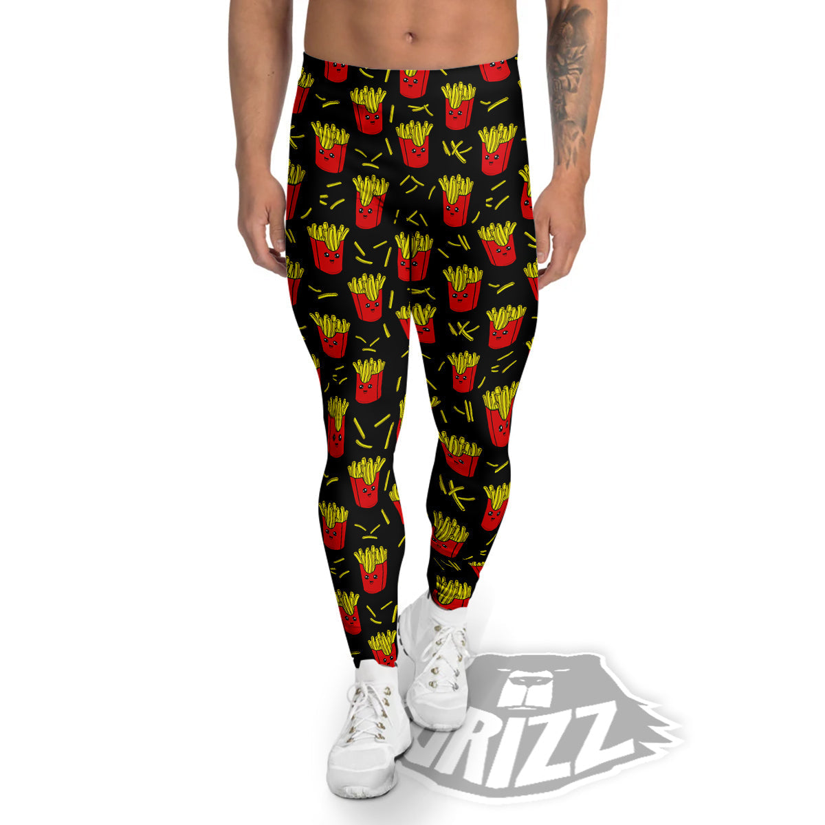 French Fries Cute Print Pattern Men's Leggings-grizzshop