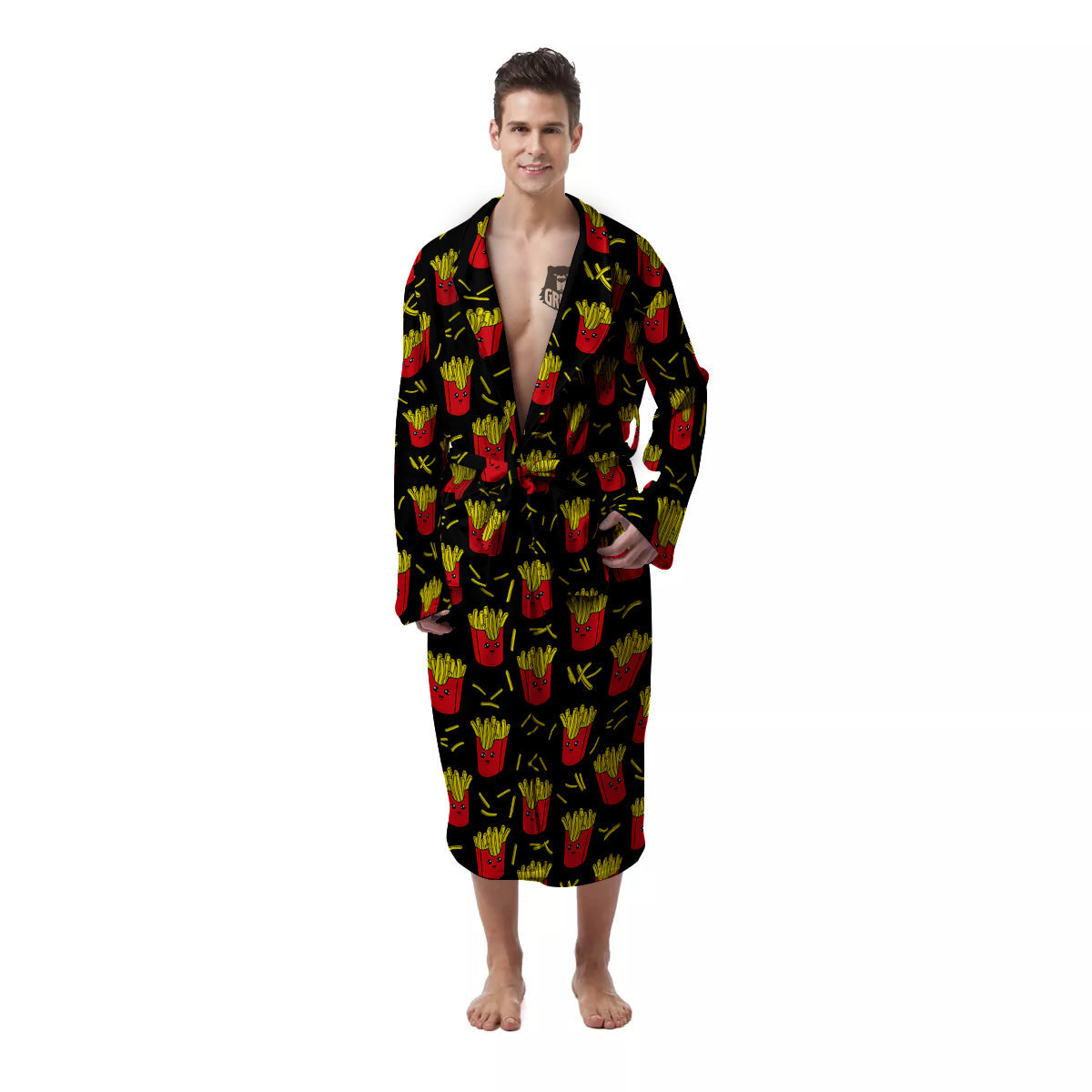 French Fries Cute Print Pattern Men's Robe-grizzshop